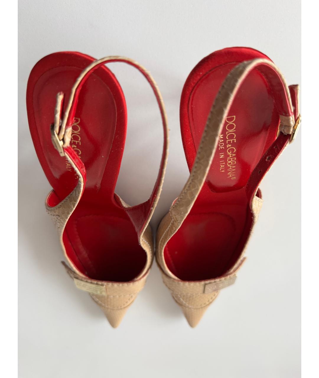 DOLCE&GABBANA Бежевые туфли из экзотической кожи, фото 8