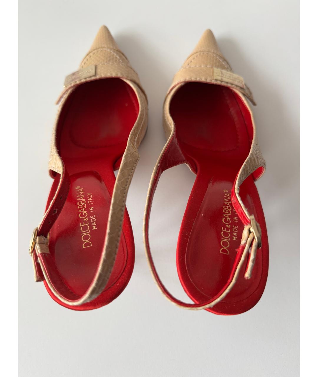DOLCE&GABBANA Бежевые туфли из экзотической кожи, фото 3