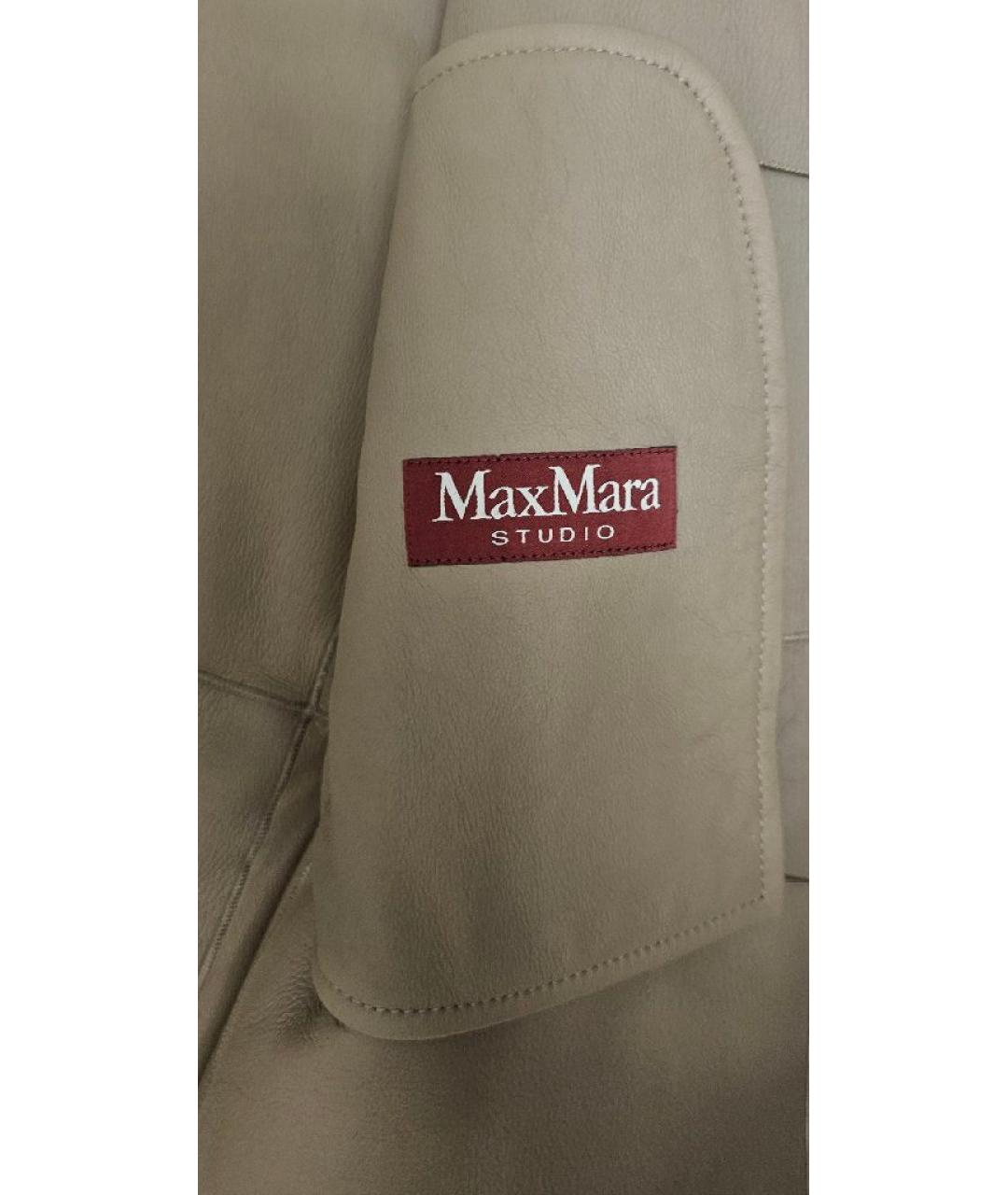 MAX MARA STUDIO Бежевая меховая дубленка, фото 3