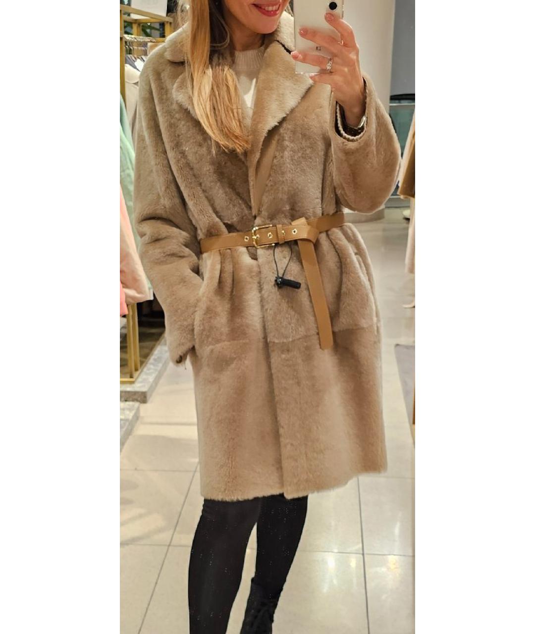MAX MARA STUDIO Бежевая меховая дубленка, фото 8