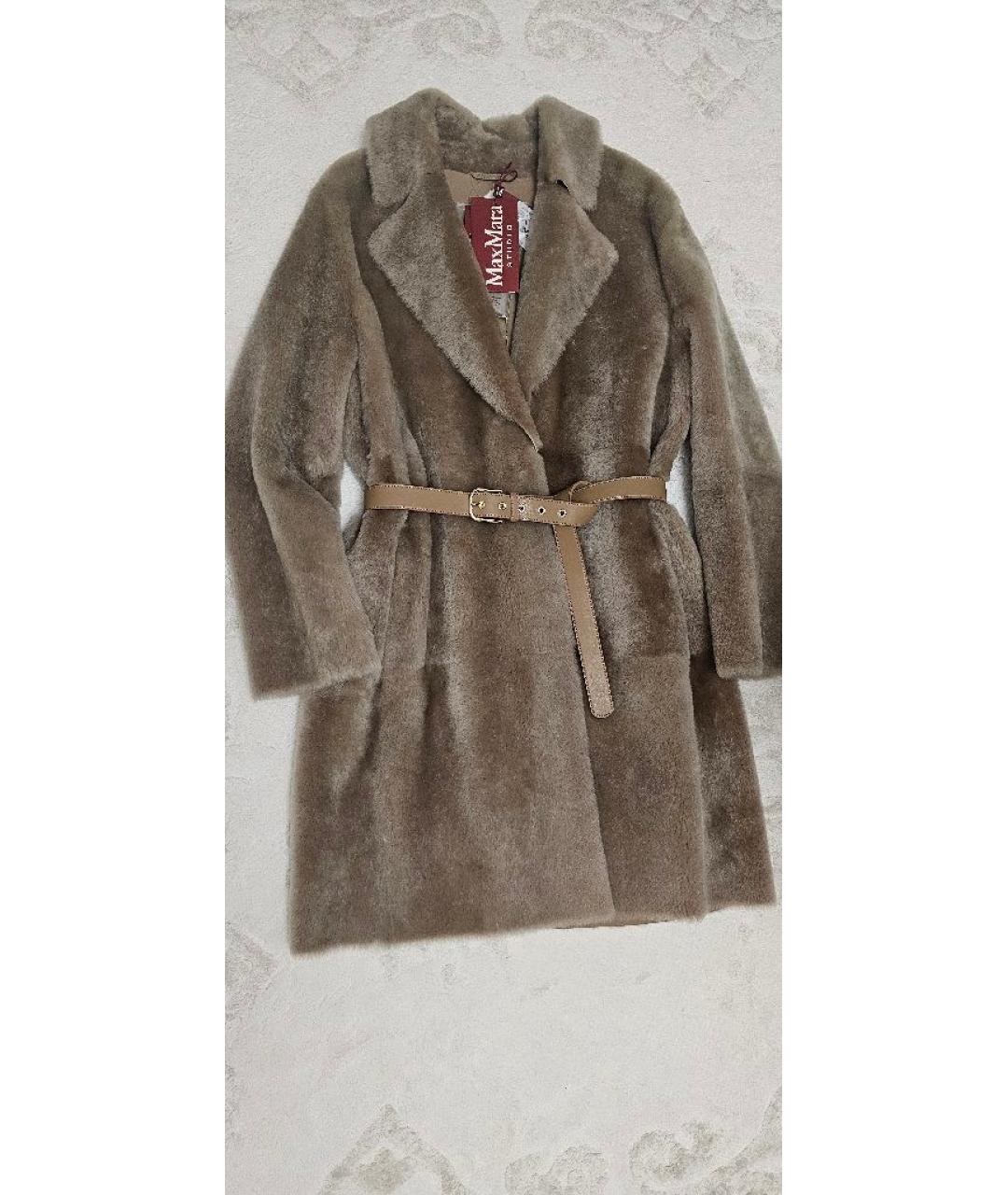 MAX MARA STUDIO Бежевая меховая дубленка, фото 10