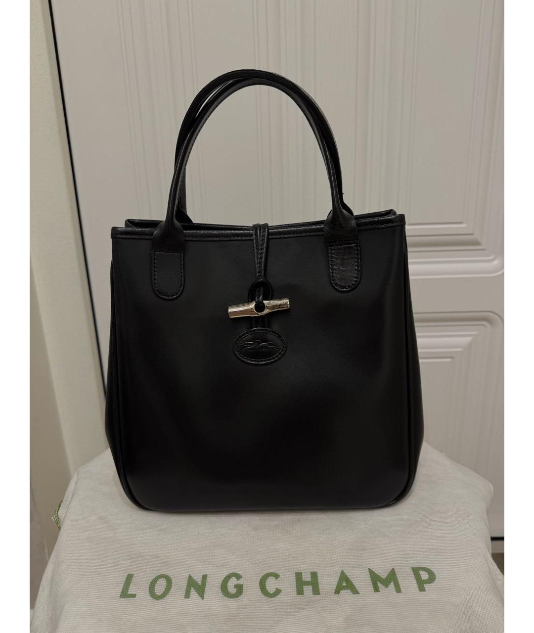 LONGCHAMP Черная кожаная сумка с короткими ручками, фото 6
