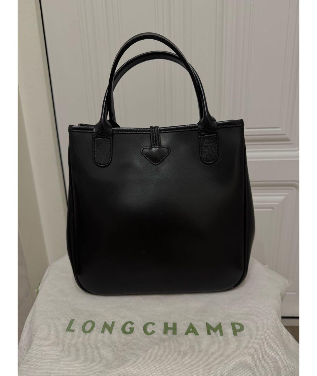 LONGCHAMP Черная кожаная сумка с короткими ручками, фото 2