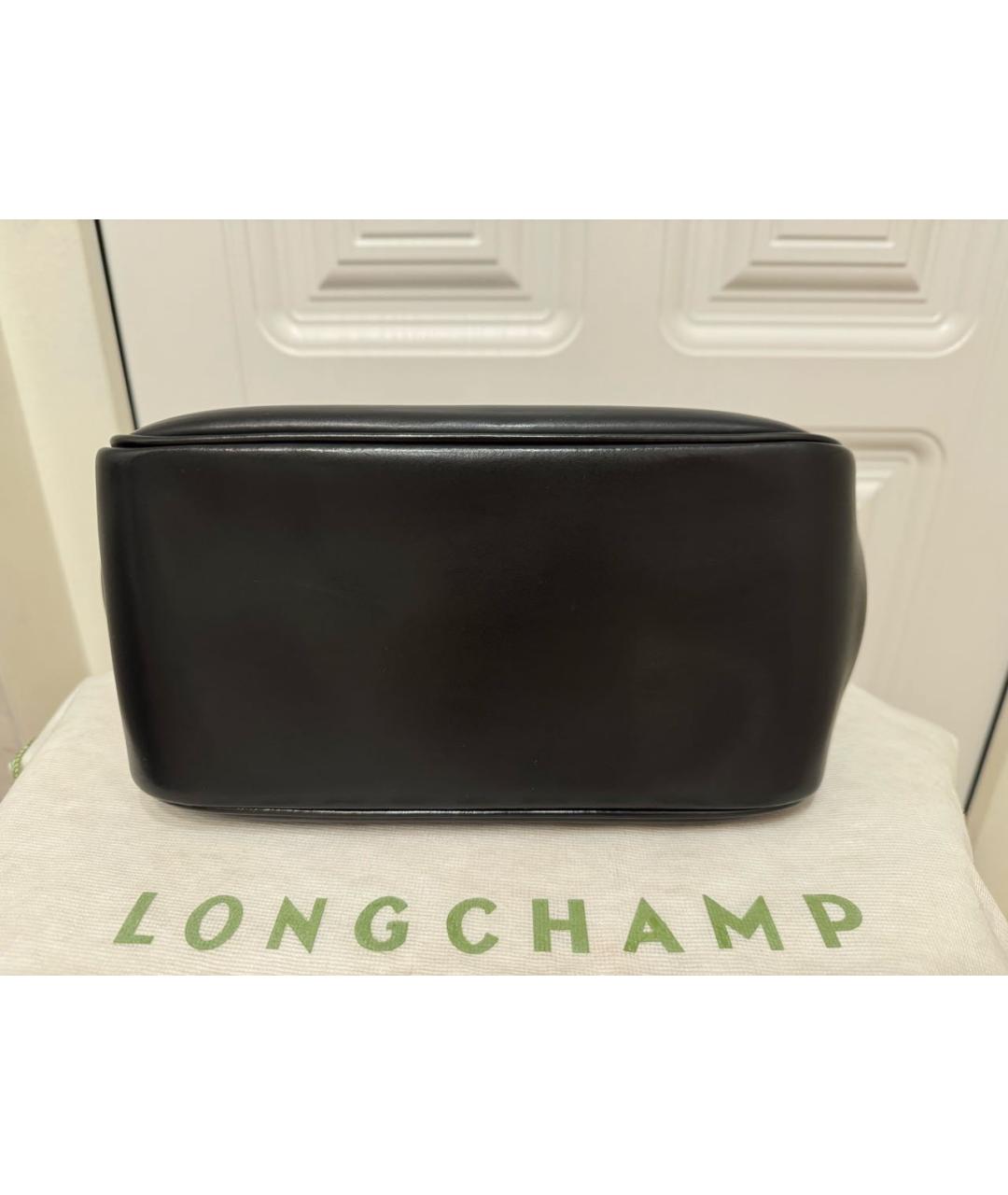 LONGCHAMP Черная кожаная сумка с короткими ручками, фото 4