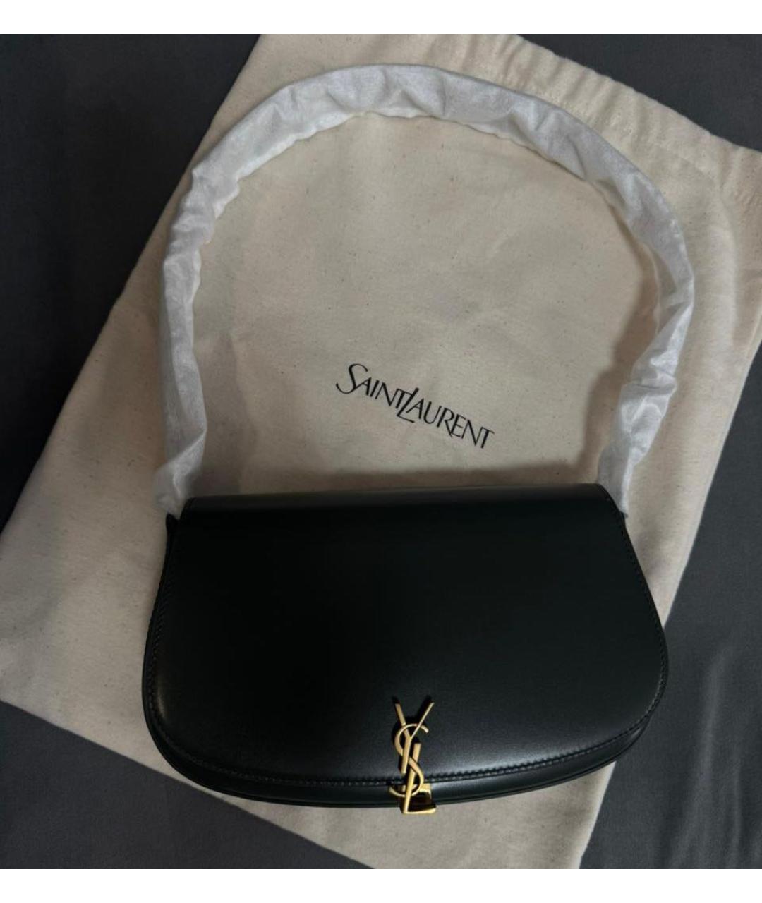 SAINT LAURENT Зеленая кожаная сумка с короткими ручками, фото 6