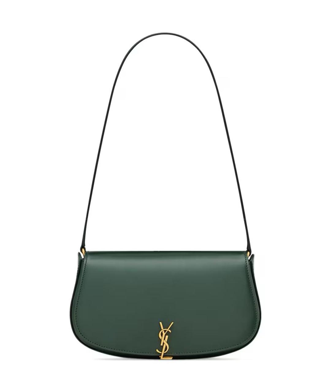 SAINT LAURENT Зеленая кожаная сумка с короткими ручками, фото 1