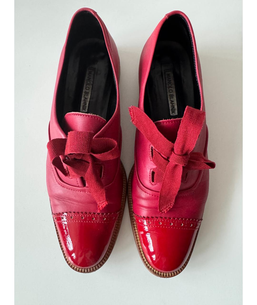 MANOLO BLAHNIK Красные кожаные туфли, фото 2