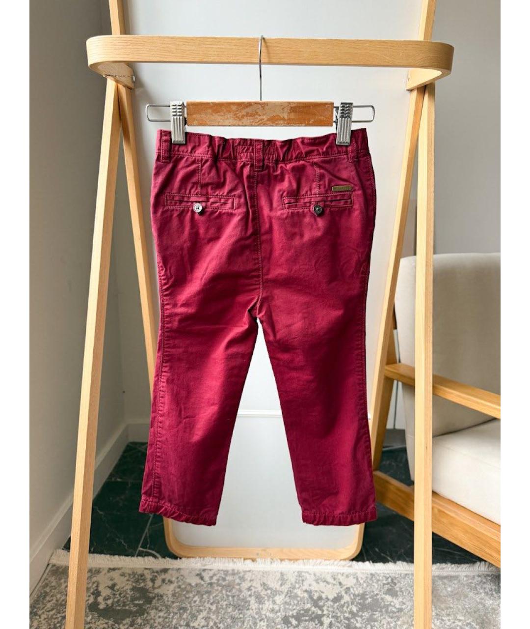 BURBERRY Бордовые хлопковые брюки и шорты, фото 2