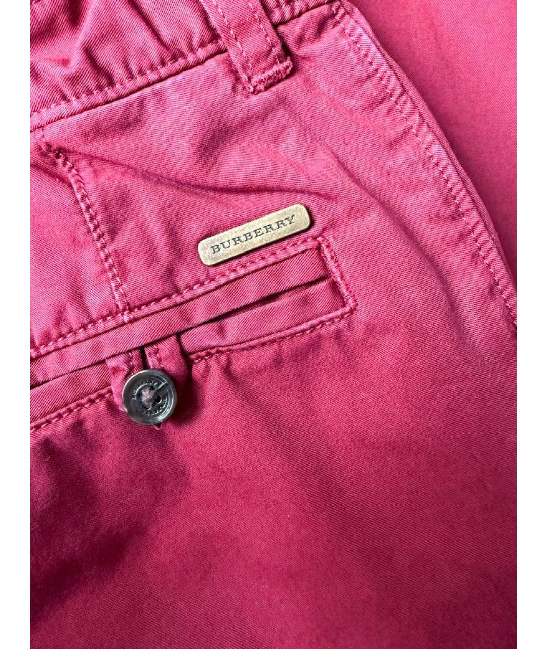 BURBERRY Бордовые хлопковые брюки и шорты, фото 4