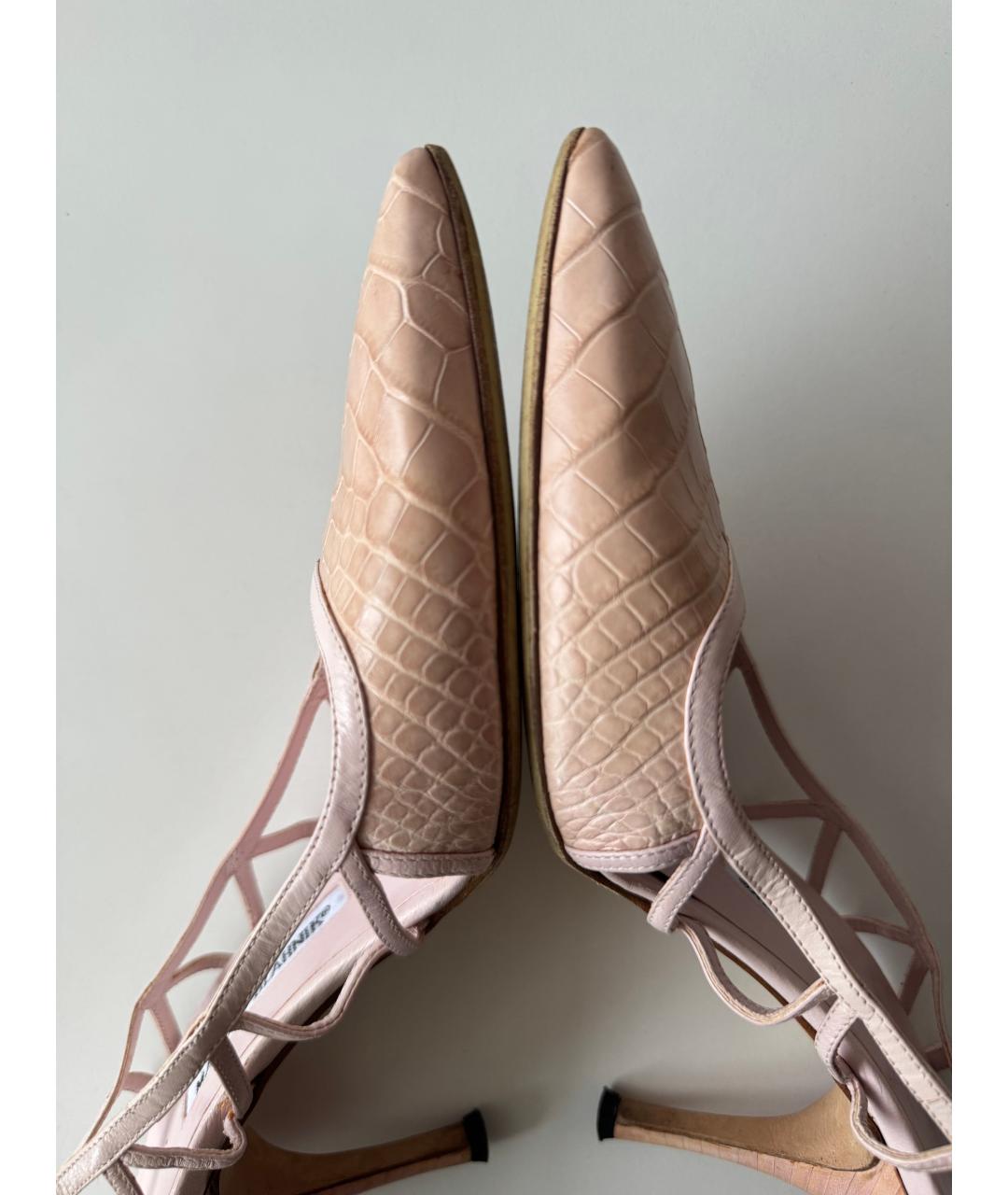 MANOLO BLAHNIK Бежевые текстильные туфли, фото 8