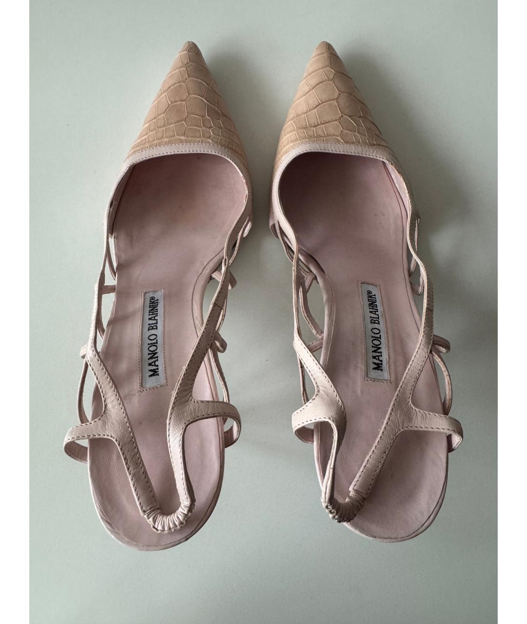 MANOLO BLAHNIK Бежевые текстильные туфли, фото 3