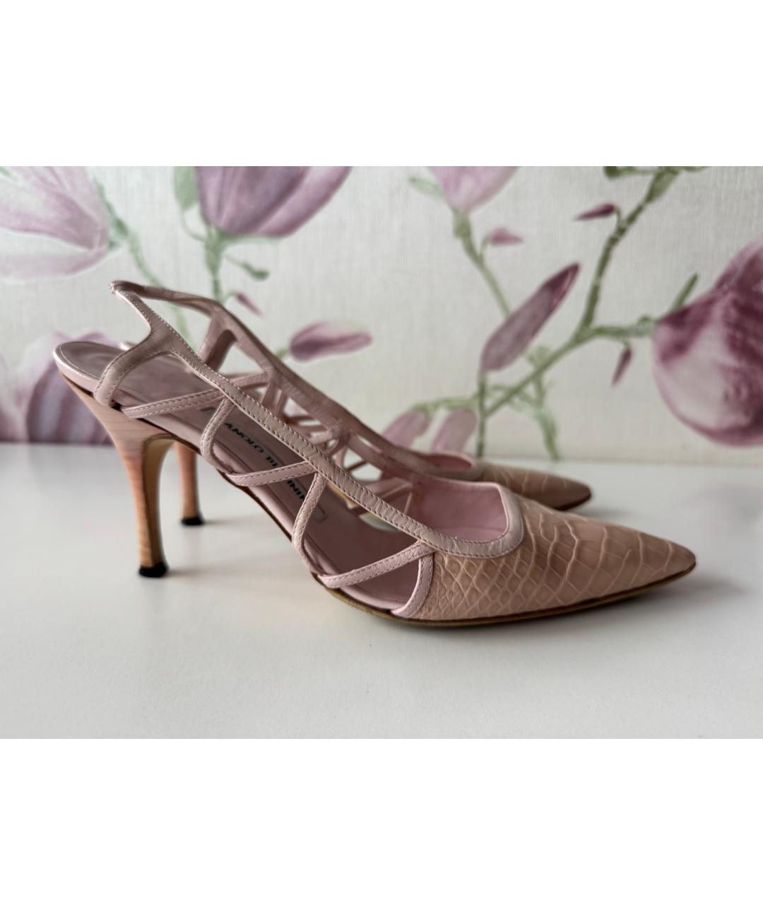 MANOLO BLAHNIK Бежевые текстильные туфли, фото 10