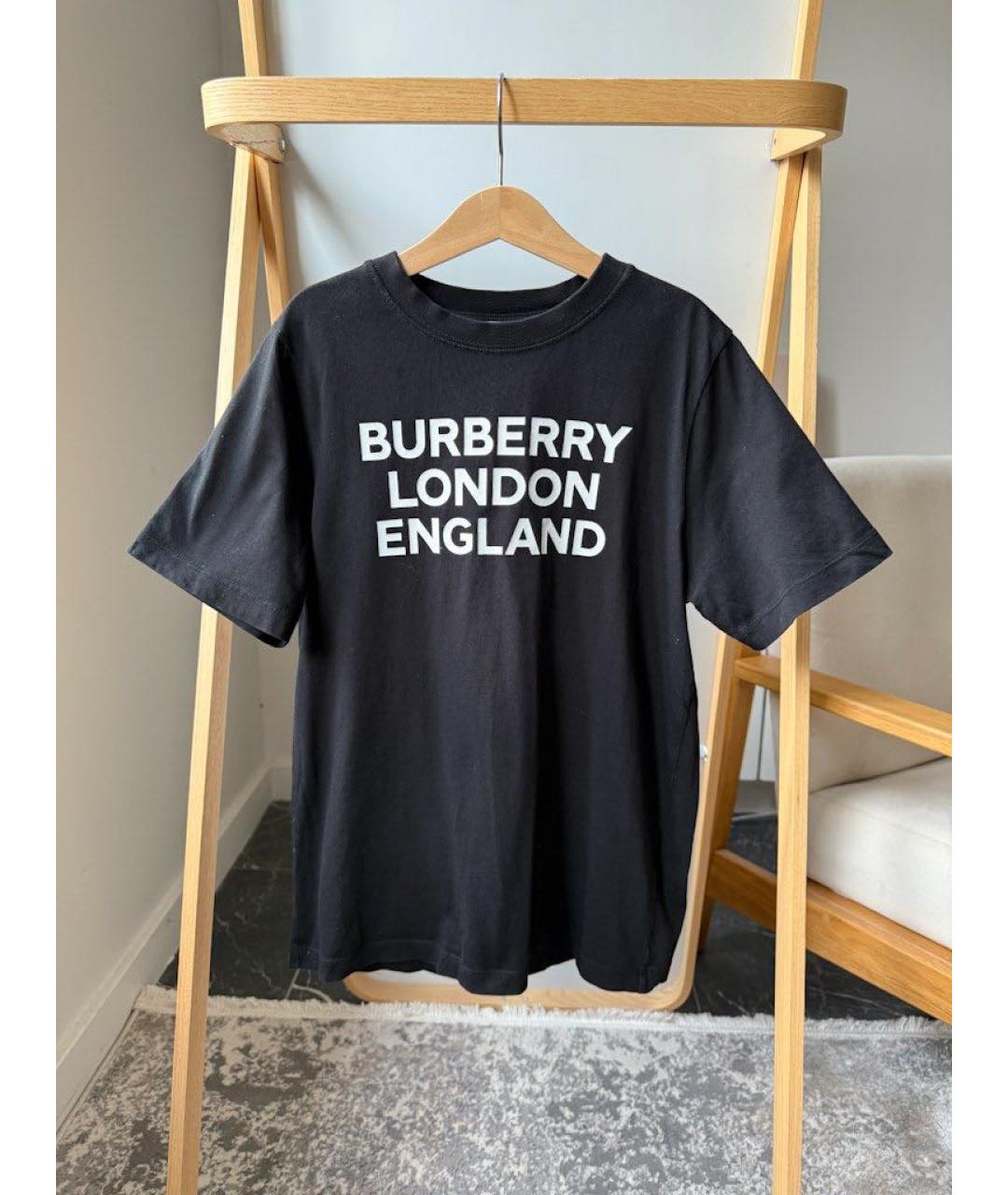 BURBERRY Черная хлопковая детская футболка, фото 5