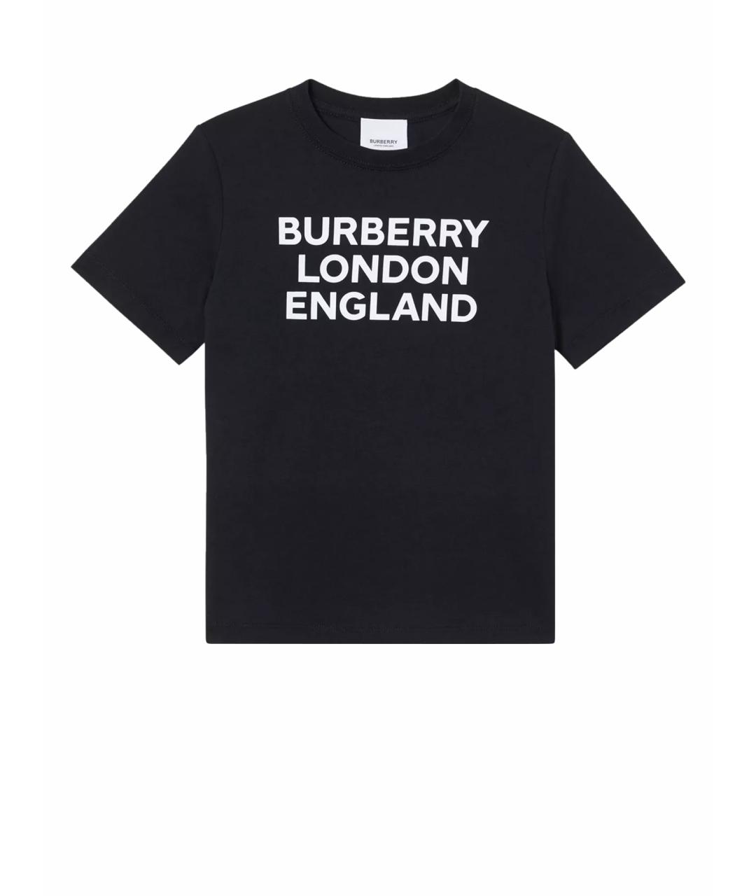 BURBERRY Черная хлопковая детская футболка, фото 1