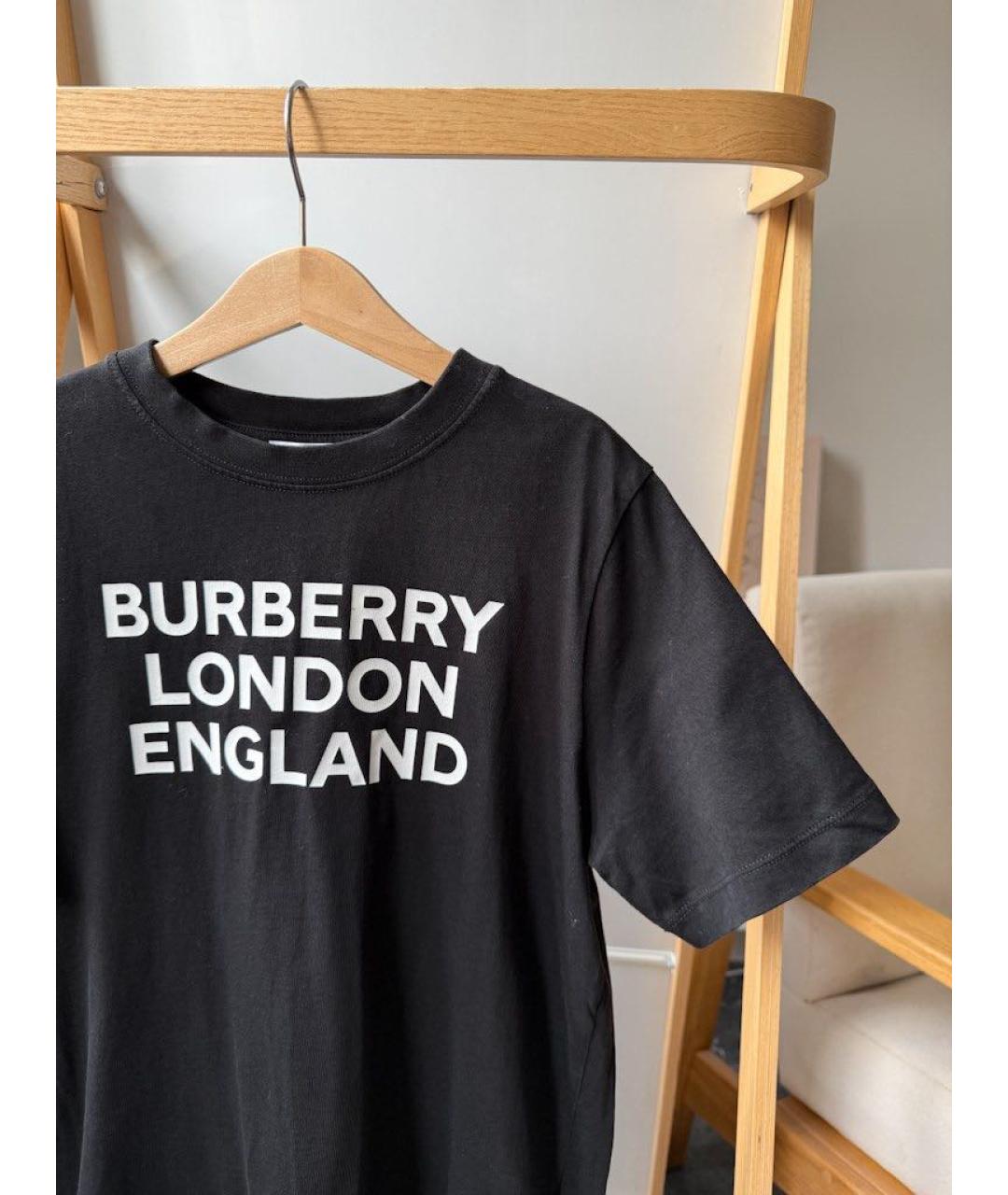 BURBERRY Черная хлопковая детская футболка, фото 4