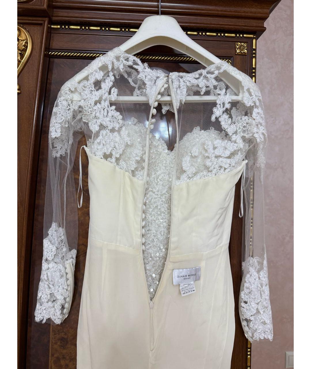 ZUHAIR MURAD Бежевое кружевное свадебное платье, фото 3