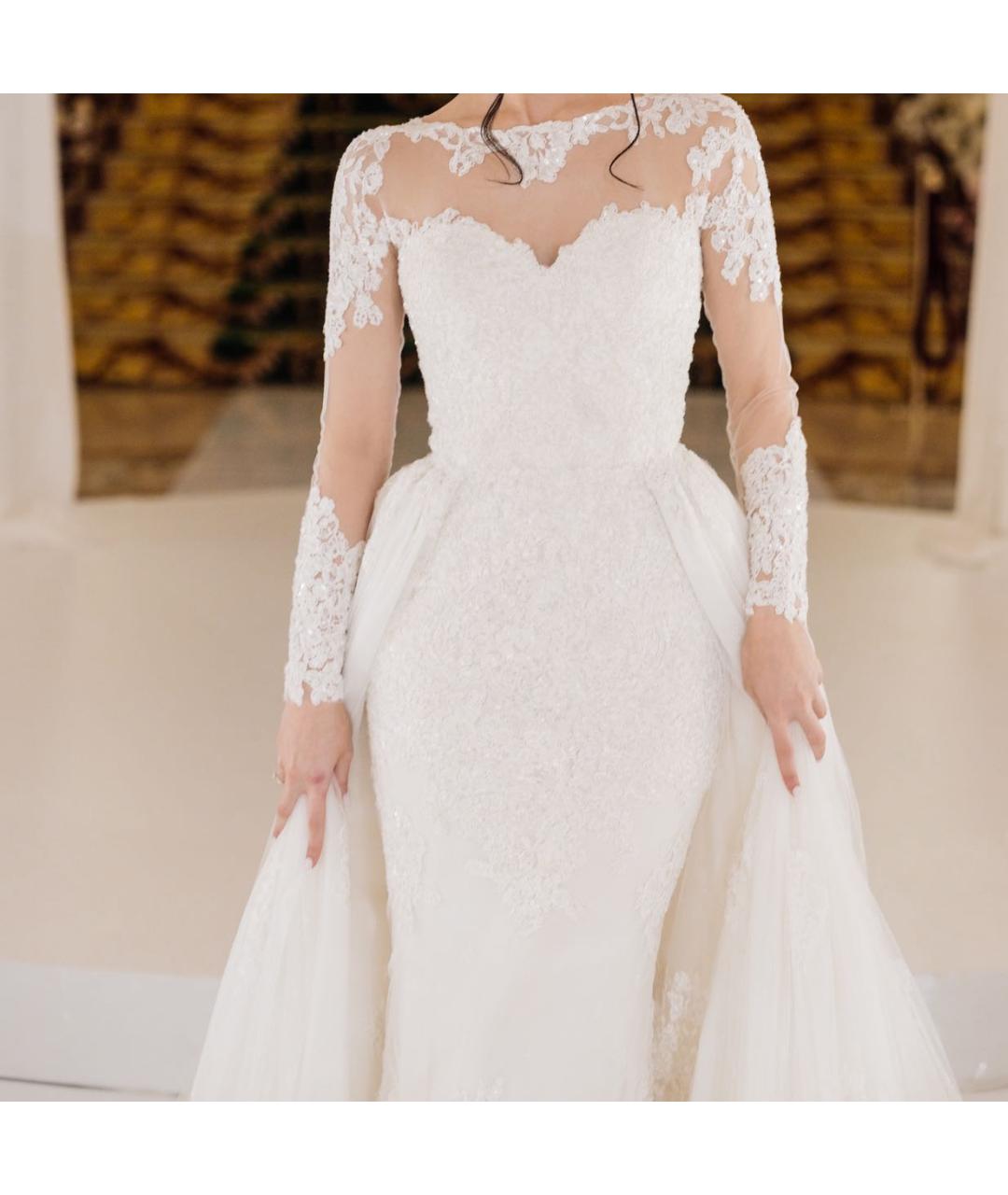 ZUHAIR MURAD Бежевое кружевное свадебное платье, фото 6