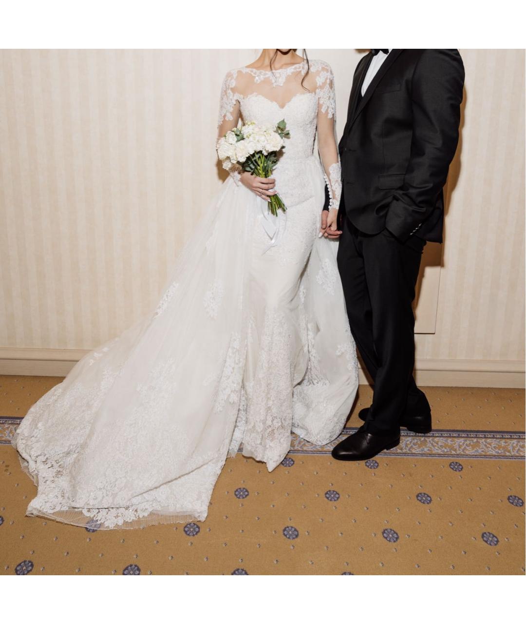 ZUHAIR MURAD Бежевое кружевное свадебное платье, фото 8