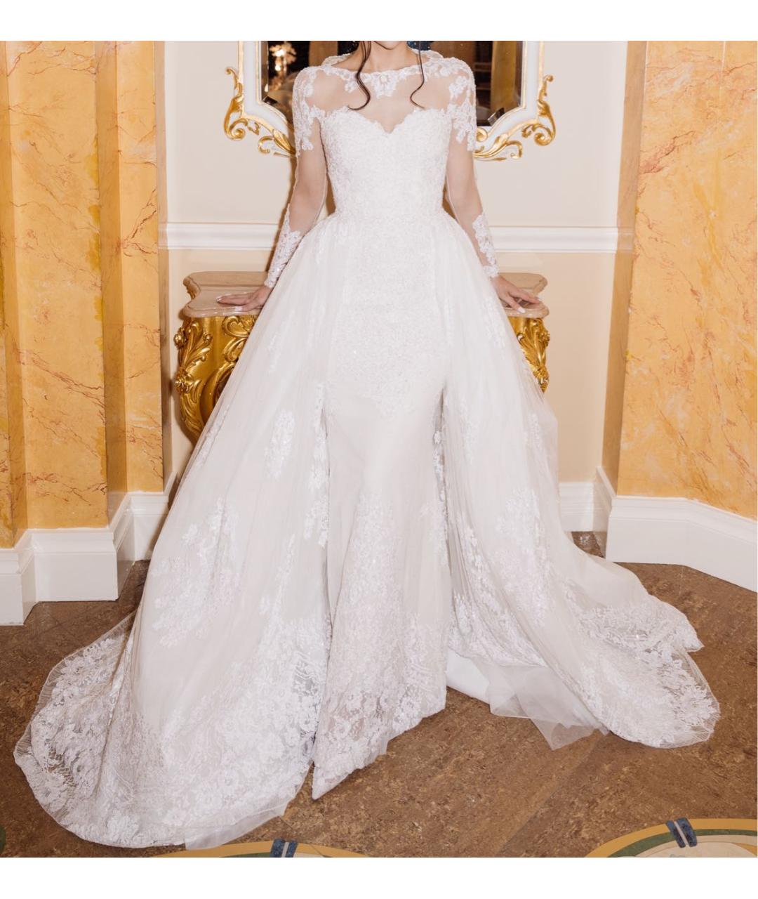 ZUHAIR MURAD Бежевое кружевное свадебное платье, фото 7