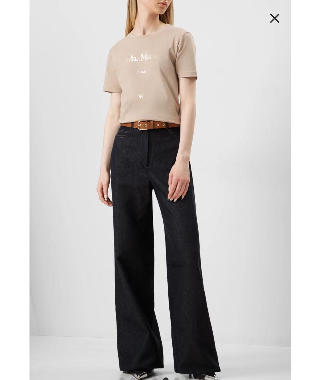 'S MAX MARA Бежевая хлопковая футболка, фото 4