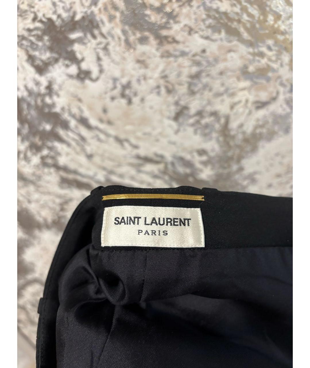 SAINT LAURENT Черная шерстяная юбка мини, фото 2
