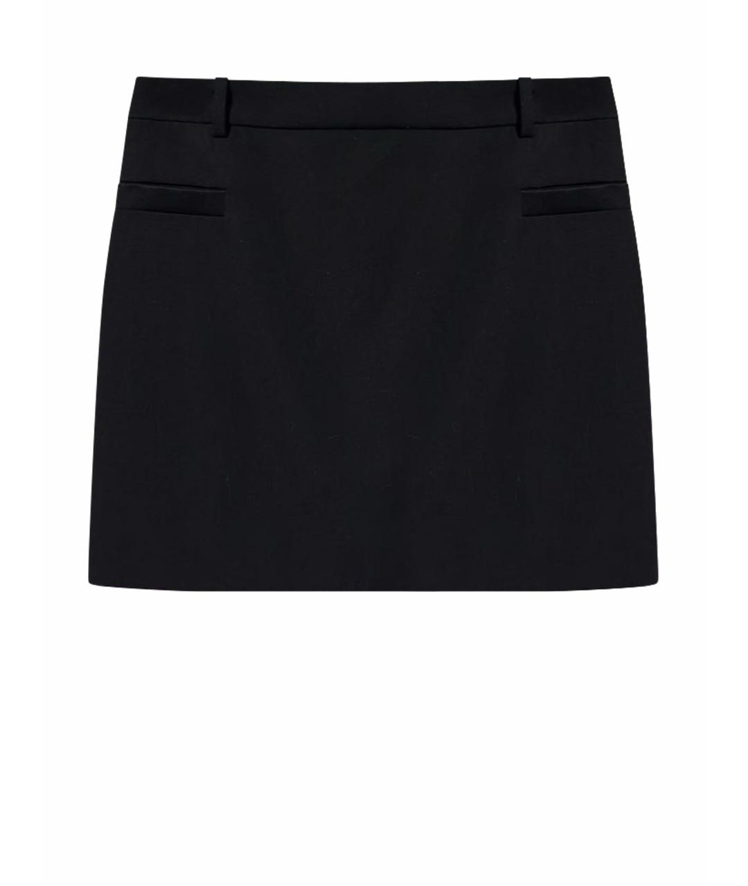 SAINT LAURENT Черная шерстяная юбка мини, фото 1