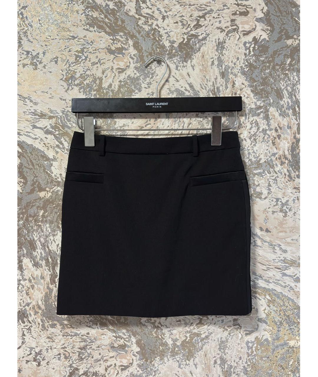 SAINT LAURENT Черная шерстяная юбка мини, фото 7