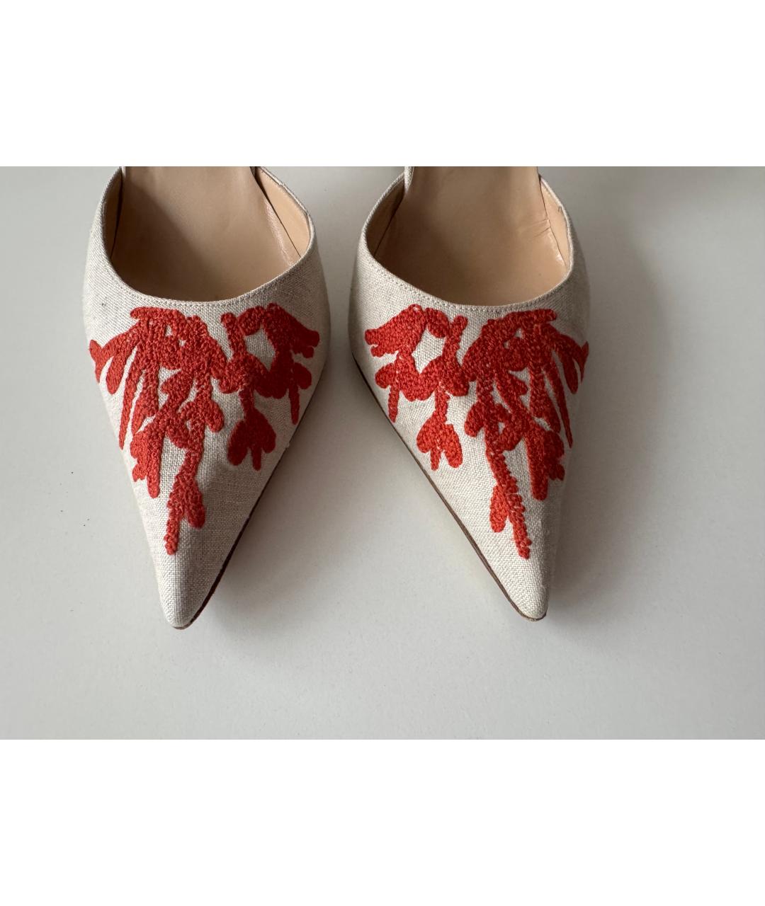 MANOLO BLAHNIK Бежевые текстильные туфли, фото 5