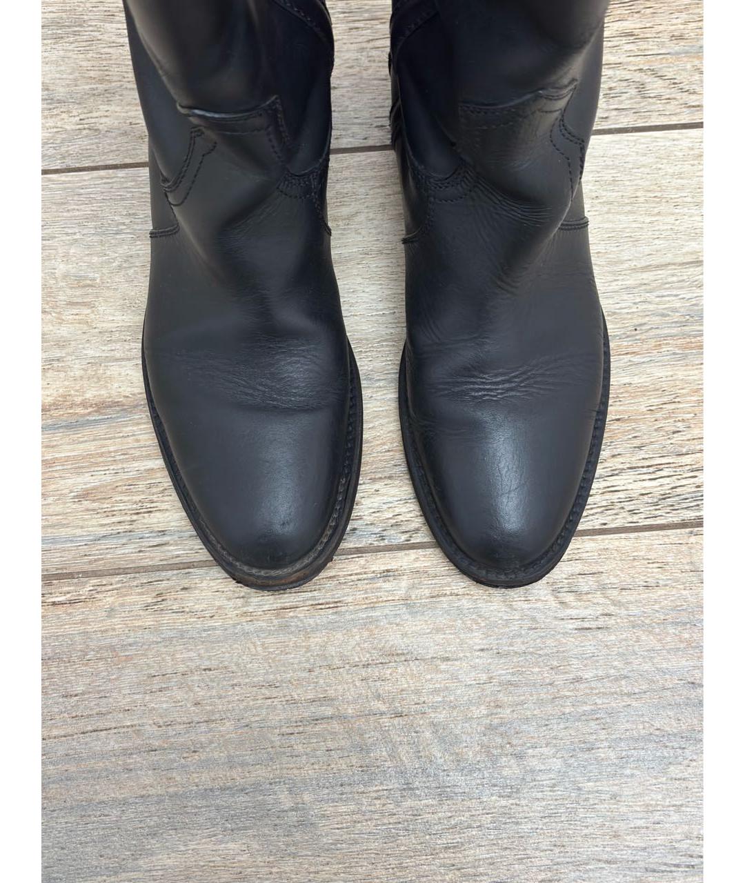 SAINT LAURENT Черные кожаные сапоги, фото 3