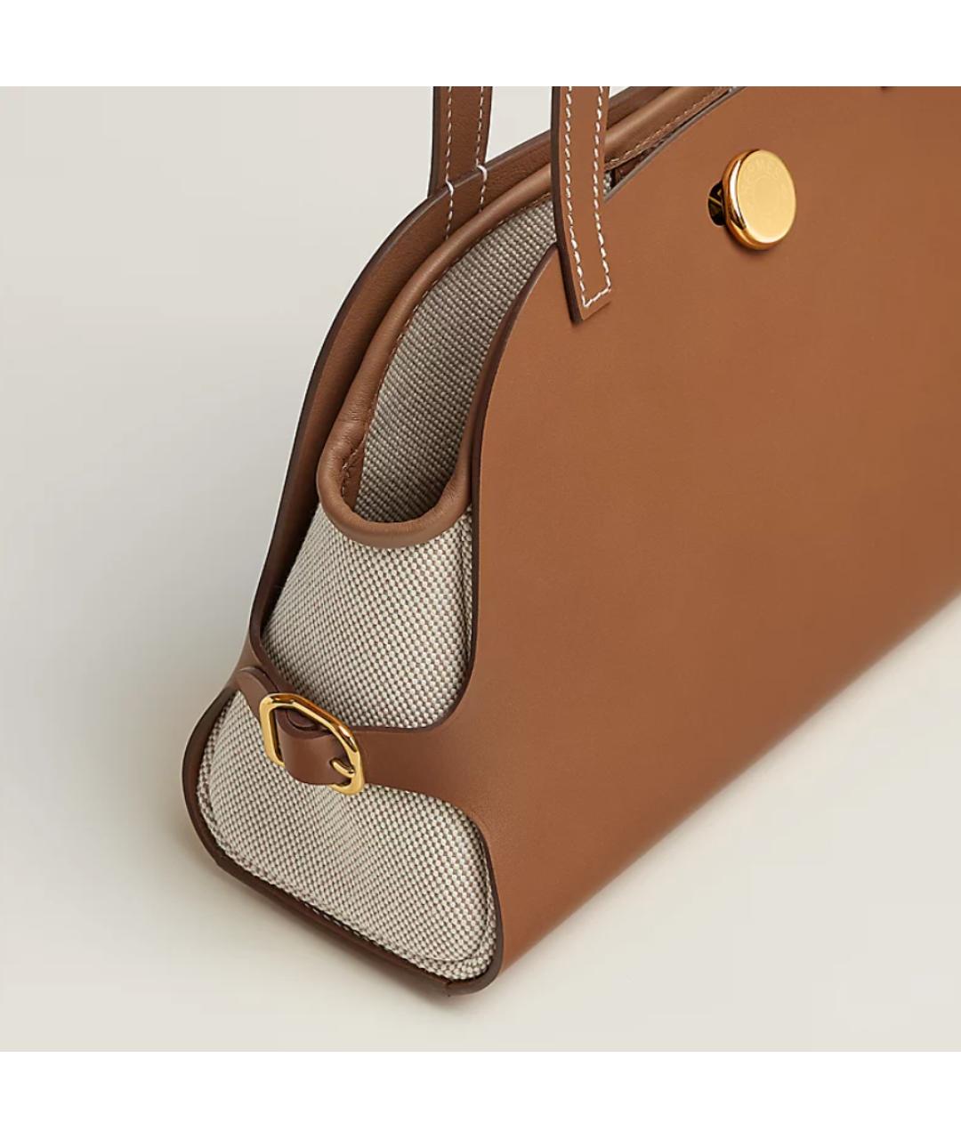 HERMES Горчичная кожаная сумка тоут, фото 3