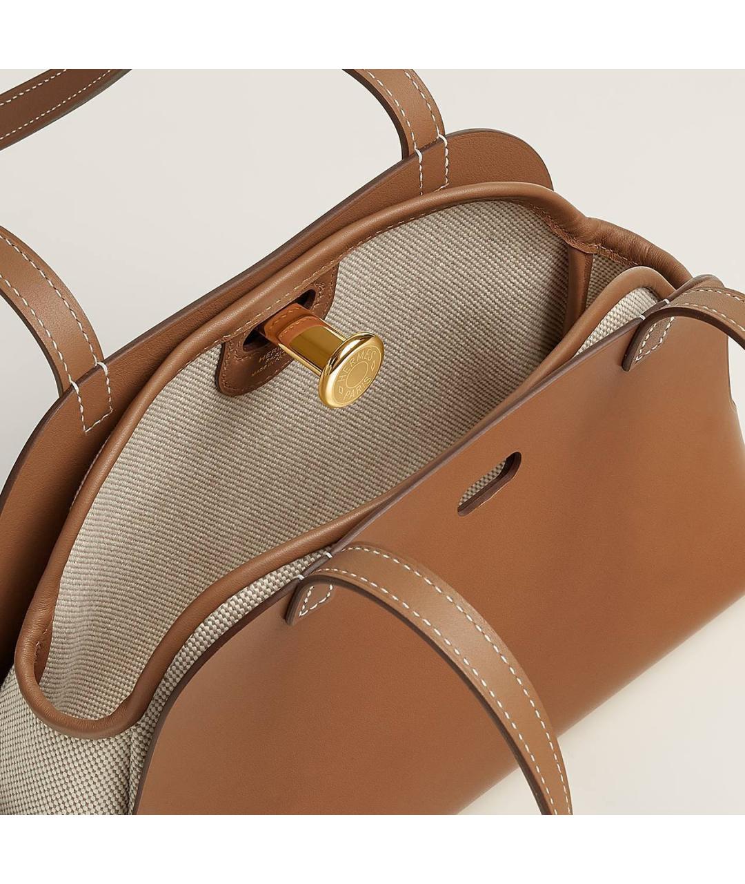 HERMES Горчичная кожаная сумка тоут, фото 2