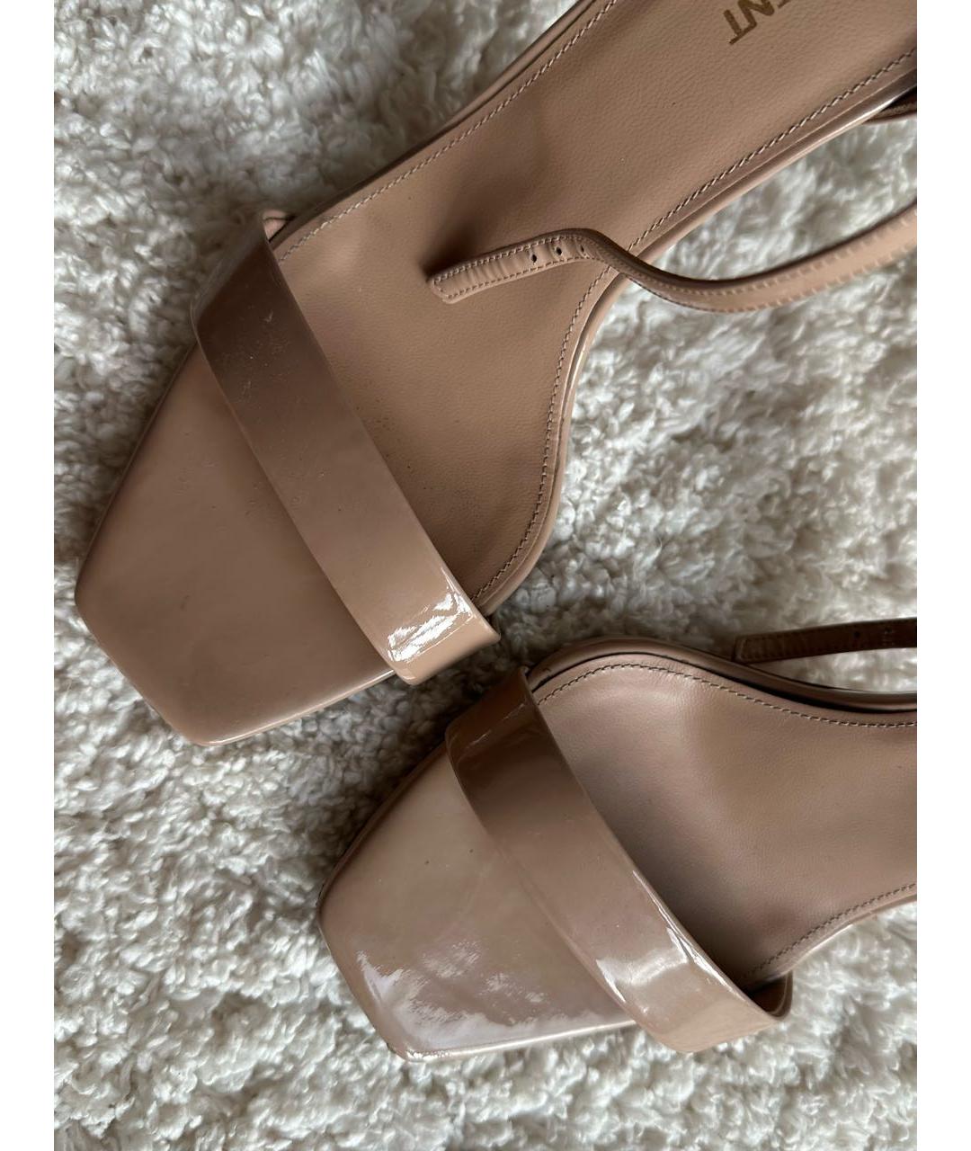 SAINT LAURENT Бежевые кожаные босоножки, фото 3