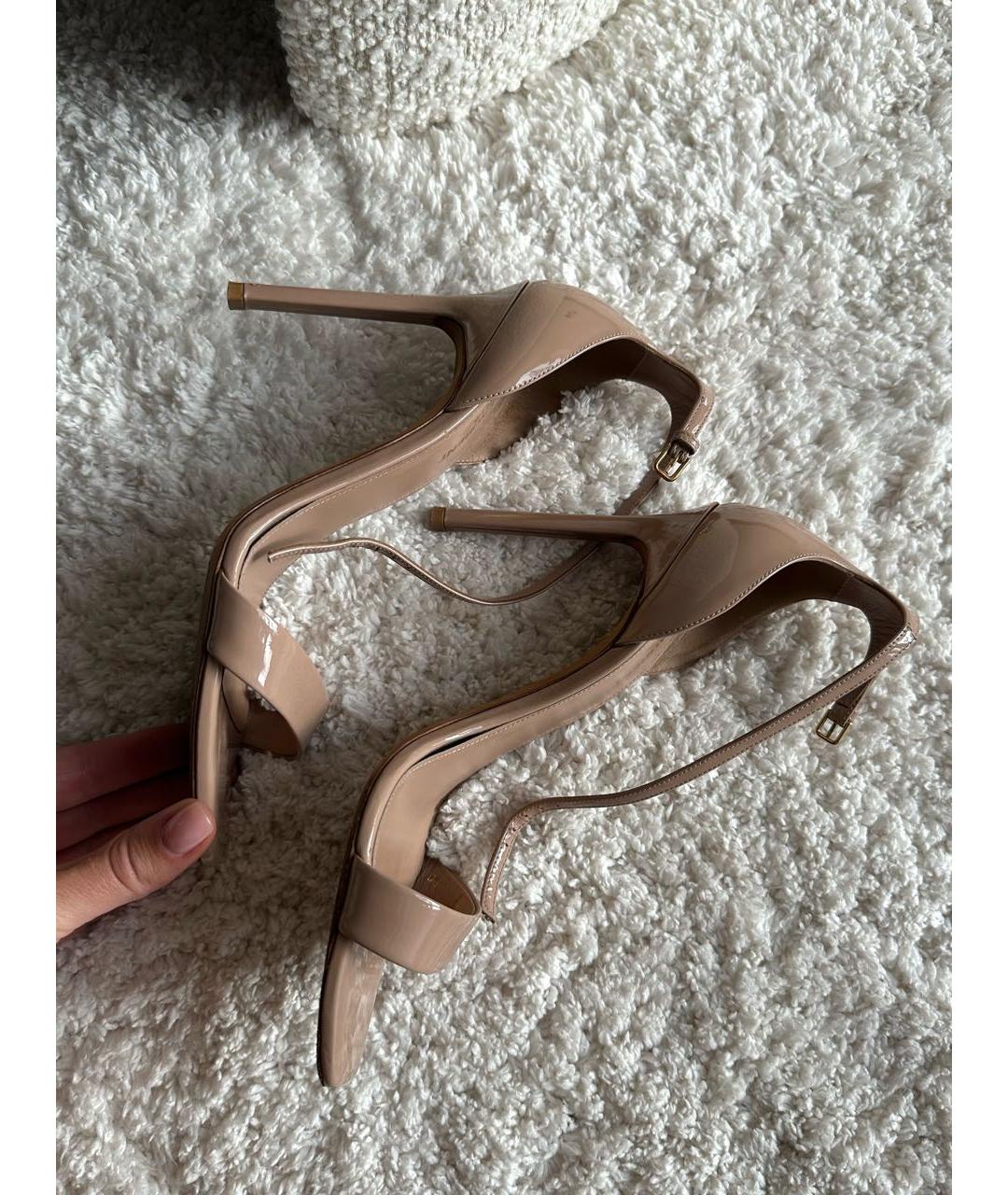 SAINT LAURENT Бежевые кожаные босоножки, фото 4