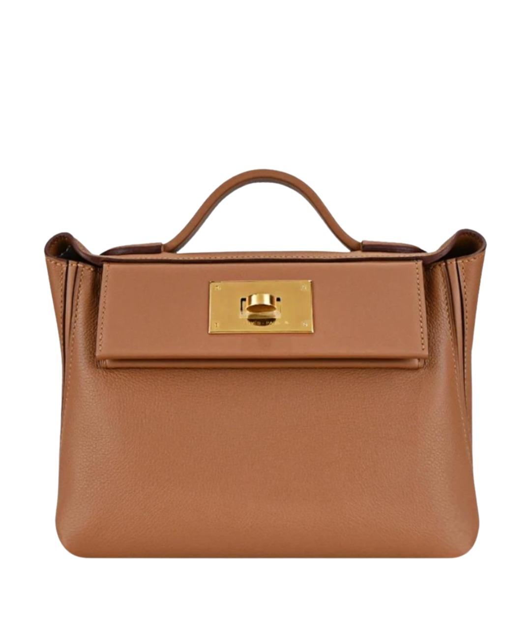HERMES Горчичная кожаная сумка через плечо, фото 1