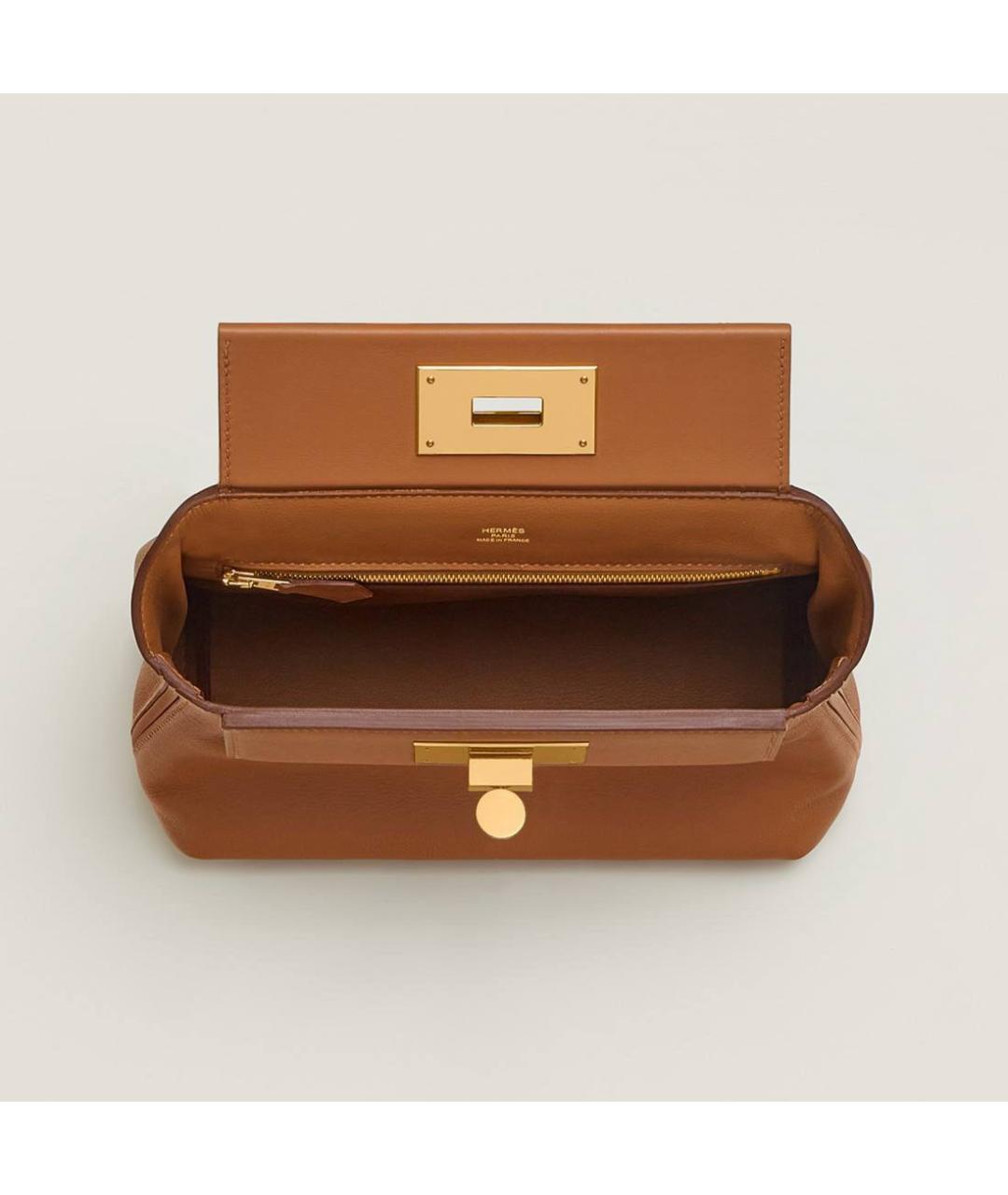 HERMES Горчичная кожаная сумка через плечо, фото 4