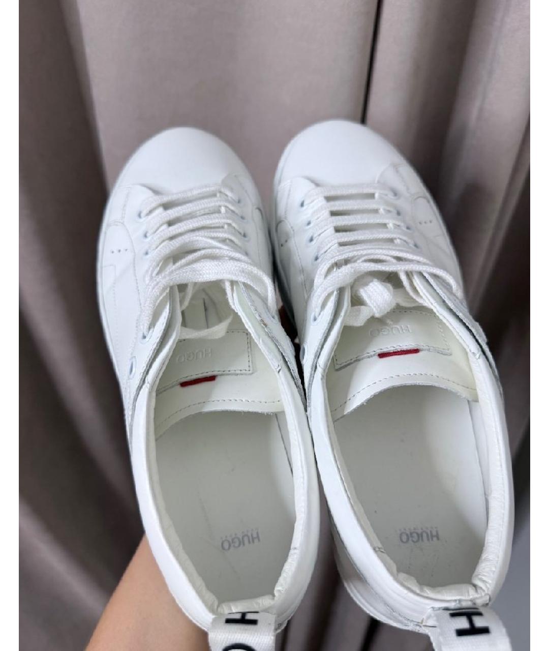 HUGO Белые кожаные кеды, фото 9