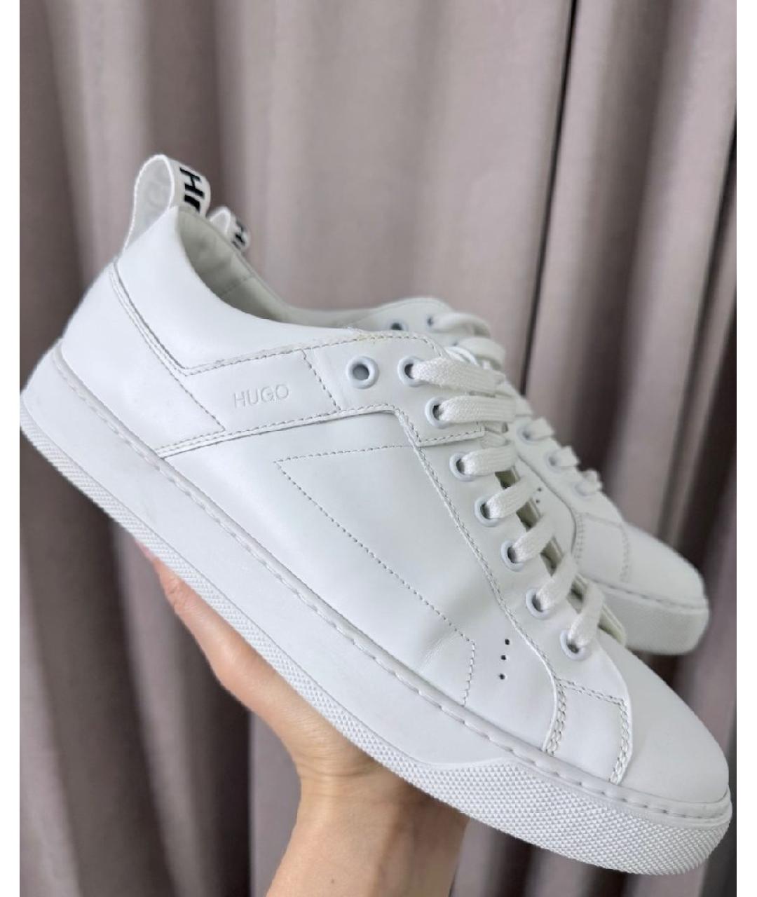 HUGO Белые кожаные кеды, фото 7