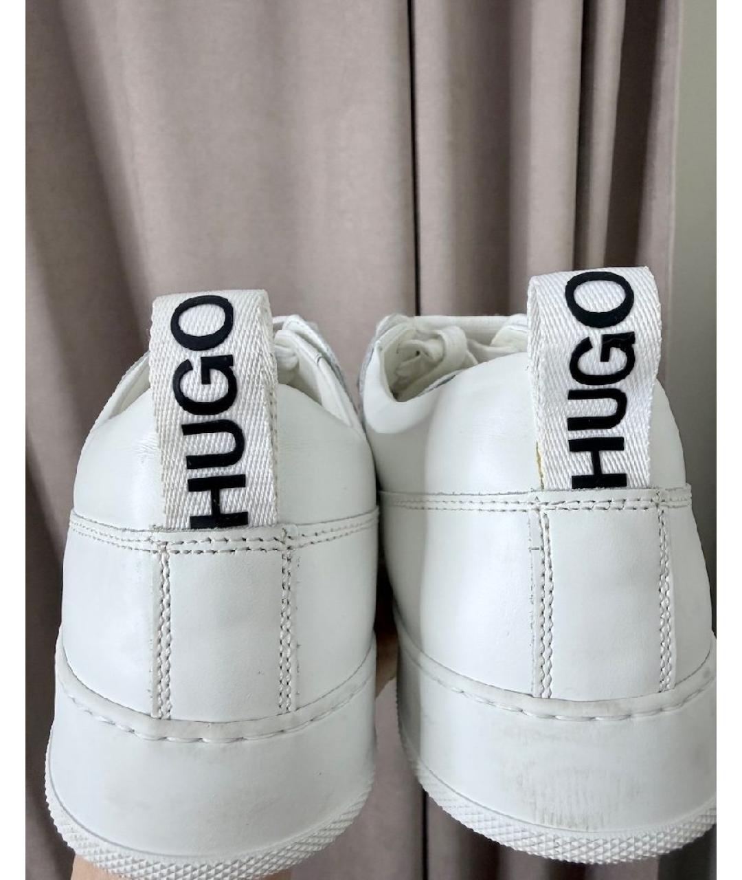 HUGO Белые кожаные кеды, фото 4