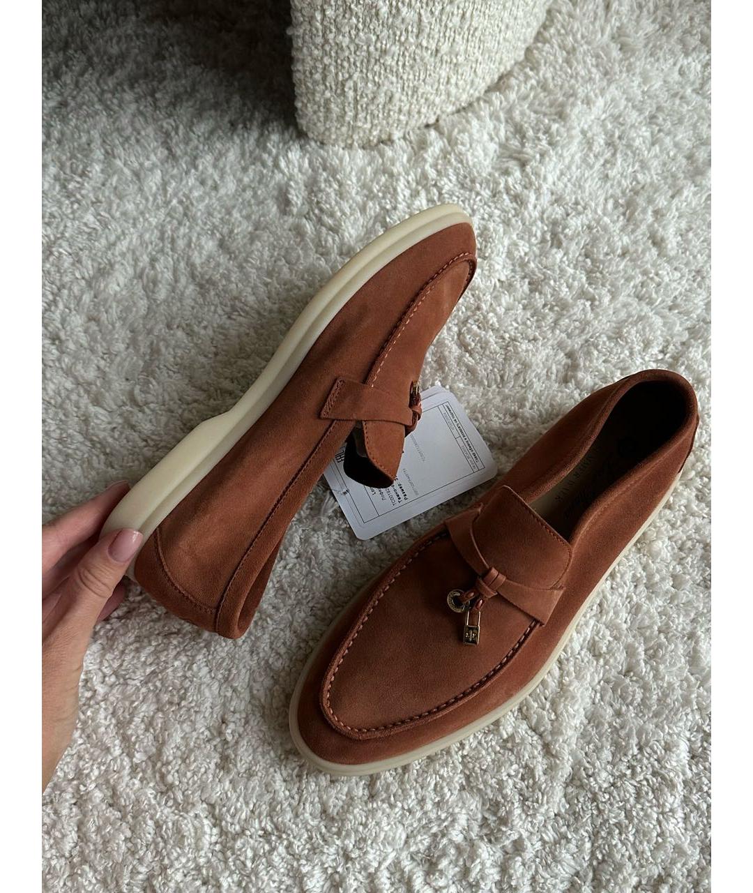LORO PIANA Коричневые замшевые лоферы, фото 3