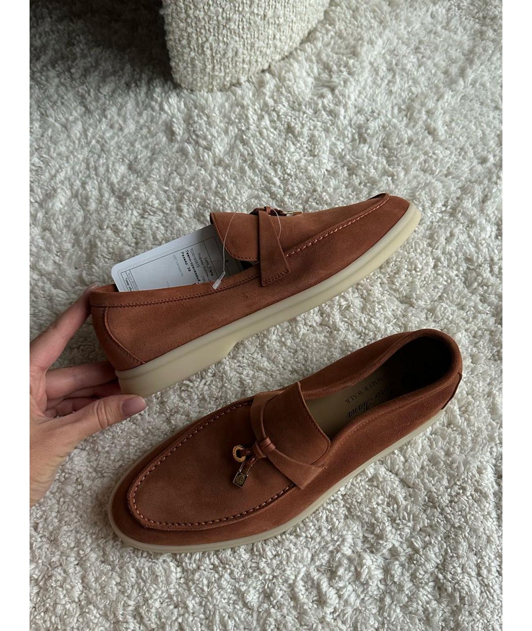LORO PIANA Коричневые замшевые лоферы, фото 6