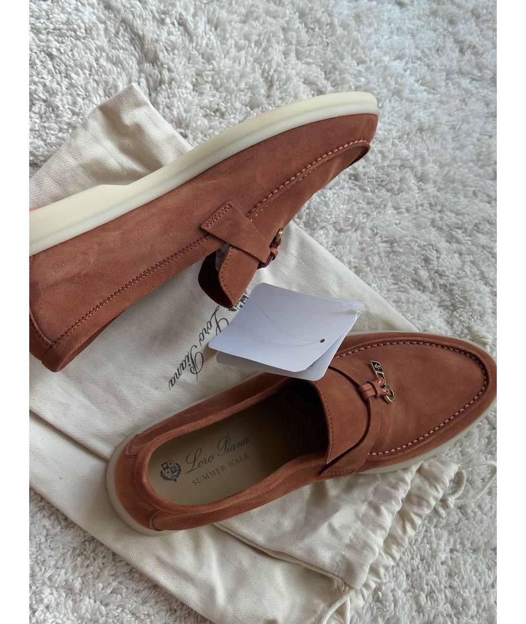 LORO PIANA Коричневые замшевые лоферы, фото 4