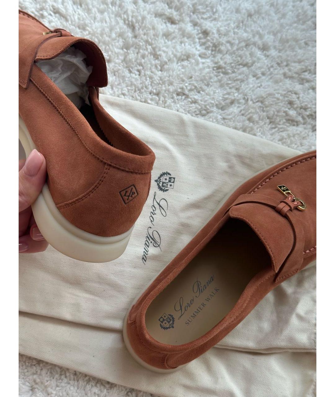 LORO PIANA Коричневые замшевые лоферы, фото 5