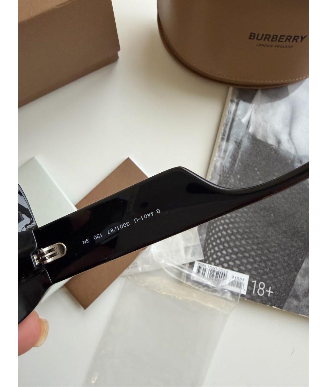 BURBERRY Черные пластиковые солнцезащитные очки, фото 8