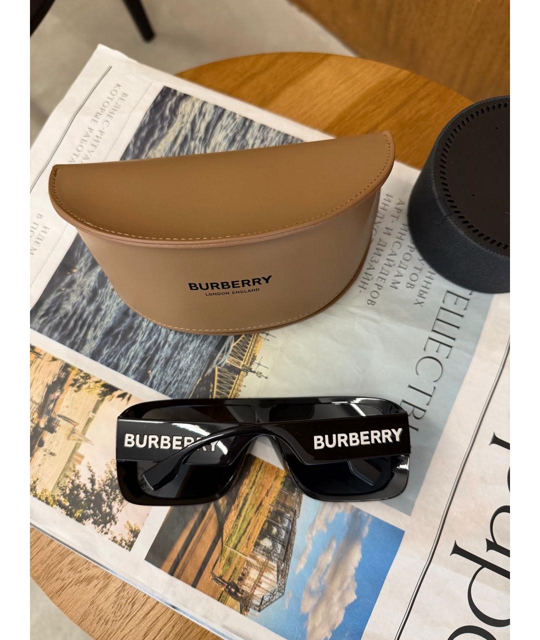 BURBERRY Черные пластиковые солнцезащитные очки, фото 3