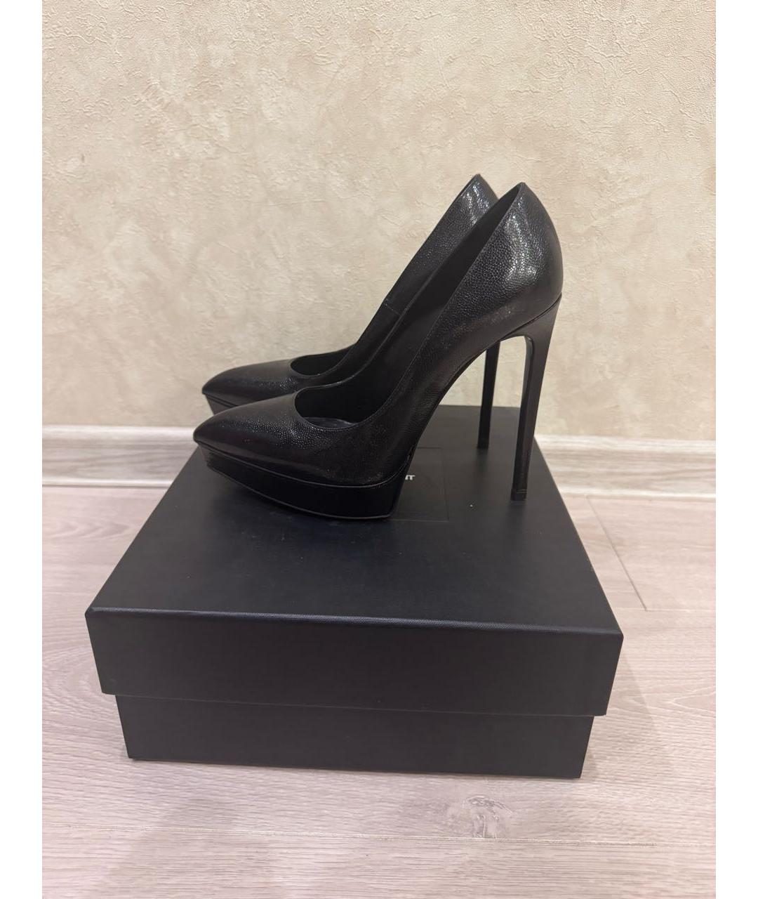 SAINT LAURENT Черные кожаные туфли, фото 3