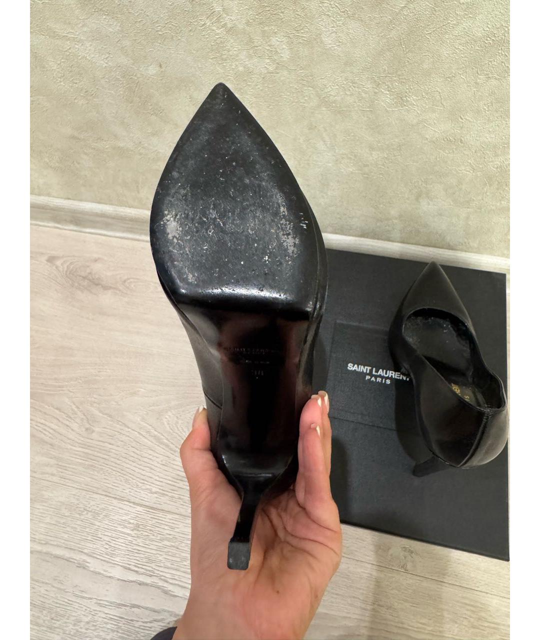 SAINT LAURENT Черные кожаные туфли, фото 5