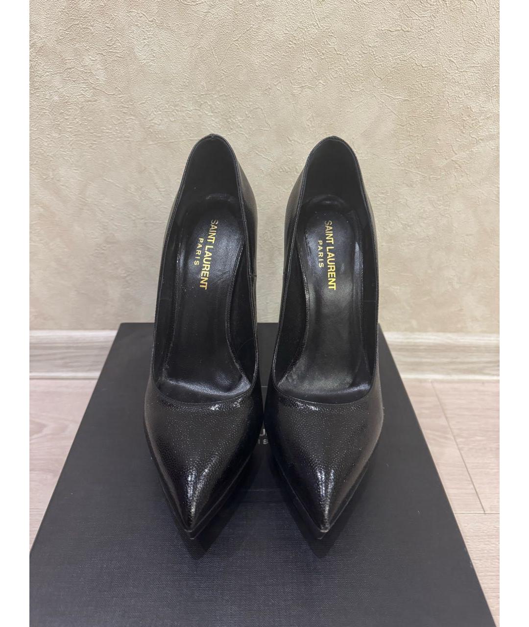 SAINT LAURENT Черные кожаные туфли, фото 2