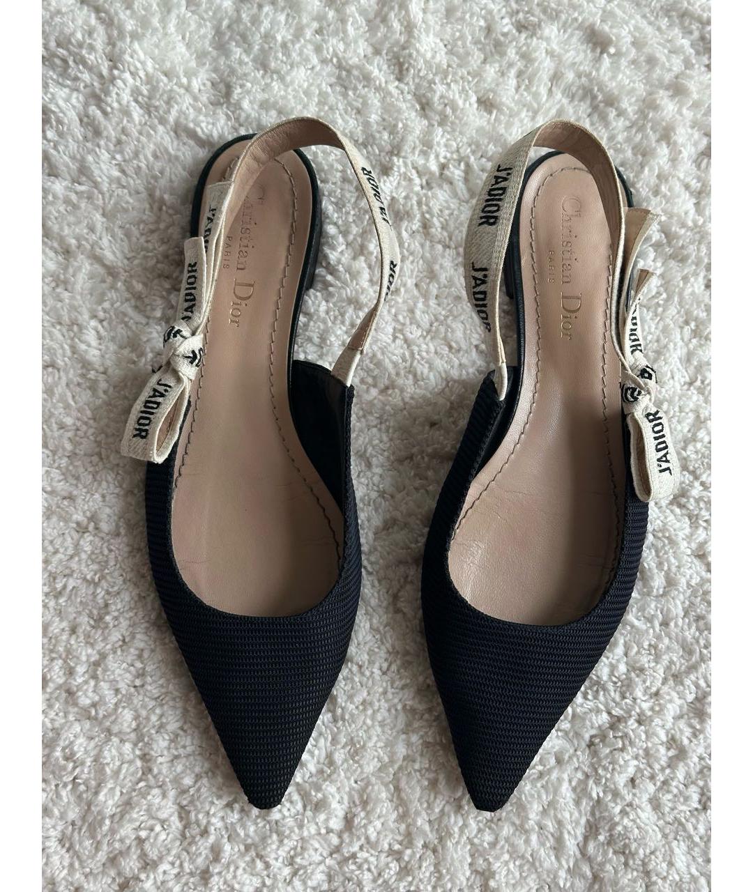 CHRISTIAN DIOR Черные текстильные балетки, фото 2