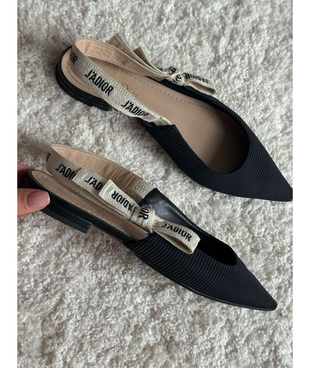 CHRISTIAN DIOR Черные текстильные балетки, фото 7