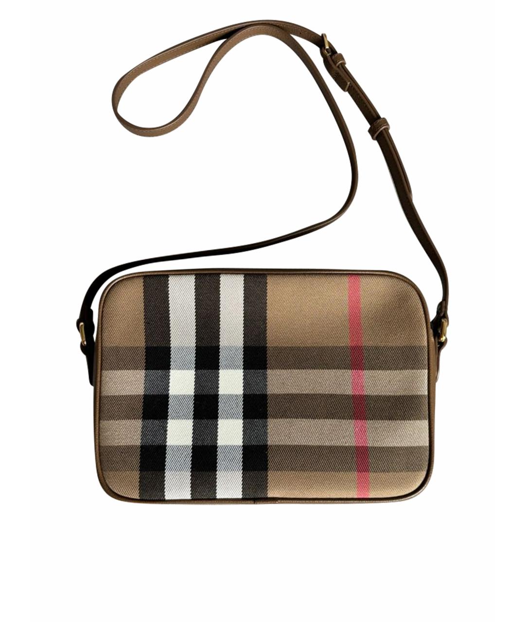 BURBERRY Коричневая кожаная сумка с короткими ручками, фото 1